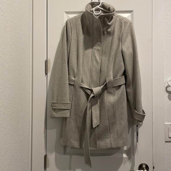 NWT Light Gray Calvin Klein Wool Coat - Picture 2 of 8